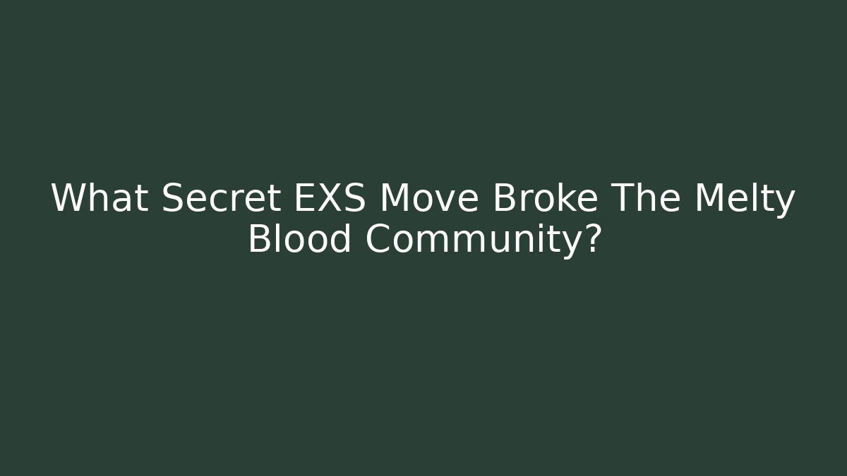 What Secret EXS Move Broke The Melty Blood Community?