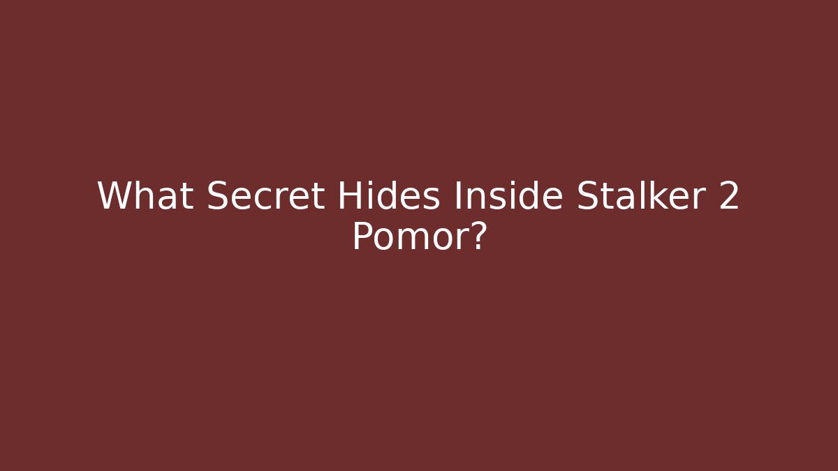 What Secret Hides Inside Stalker 2 Pomor? - Create More Assets