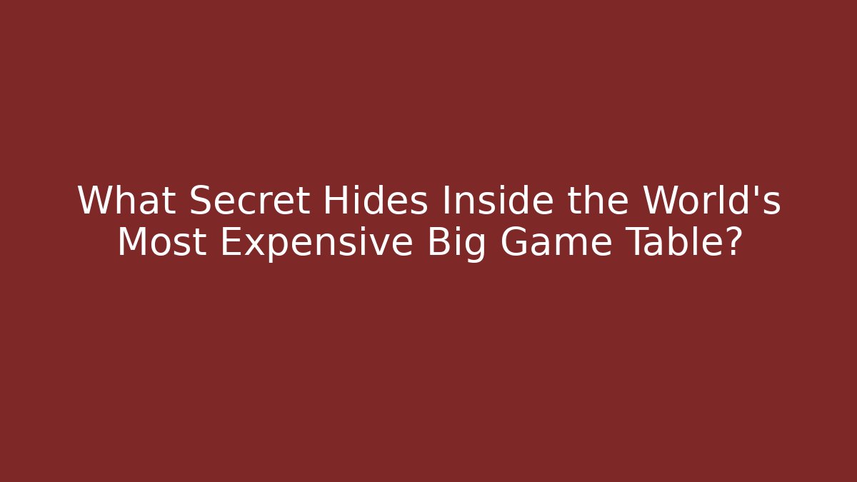 What Secret Hides Inside the World's Most Expensive Big Game Table?