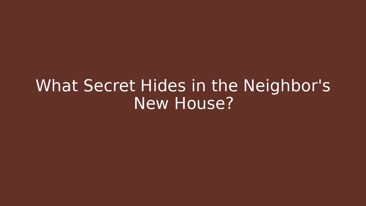 What Secret Hides in the Neighbor's New House?