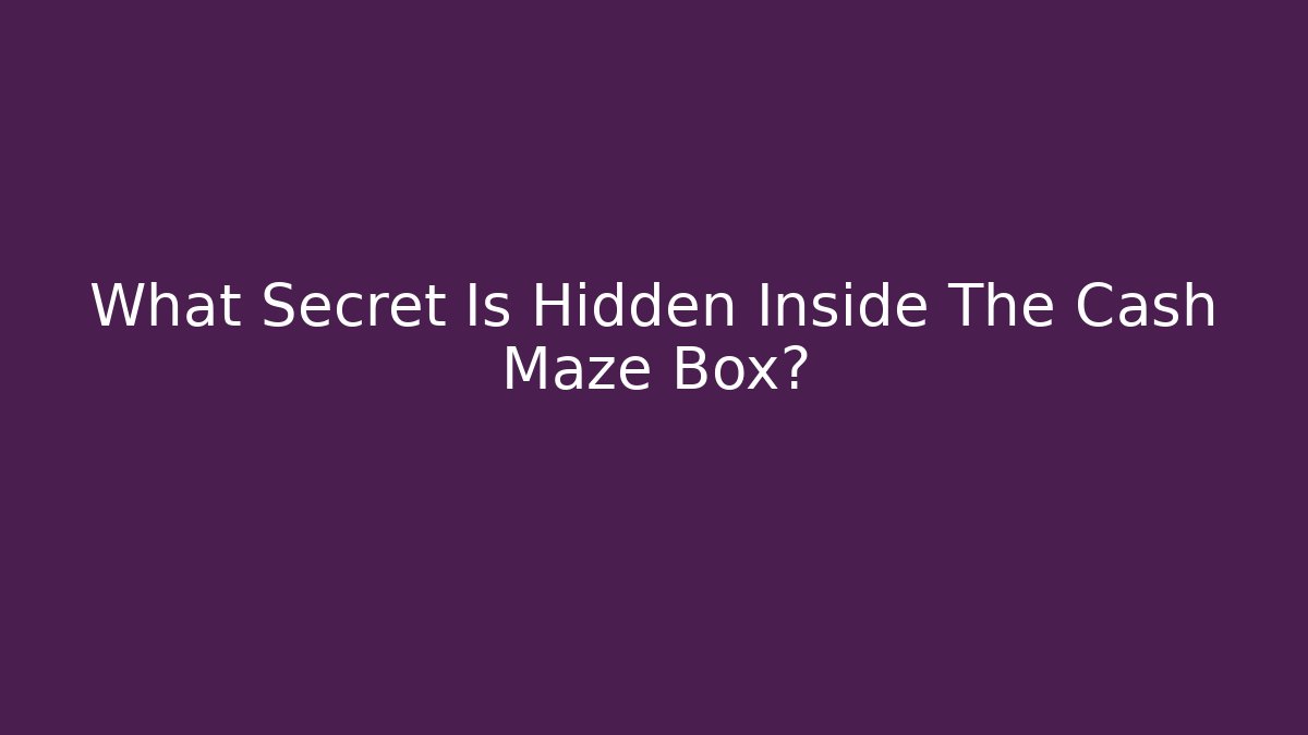 What Secret Is Hidden Inside The Cash Maze Box?