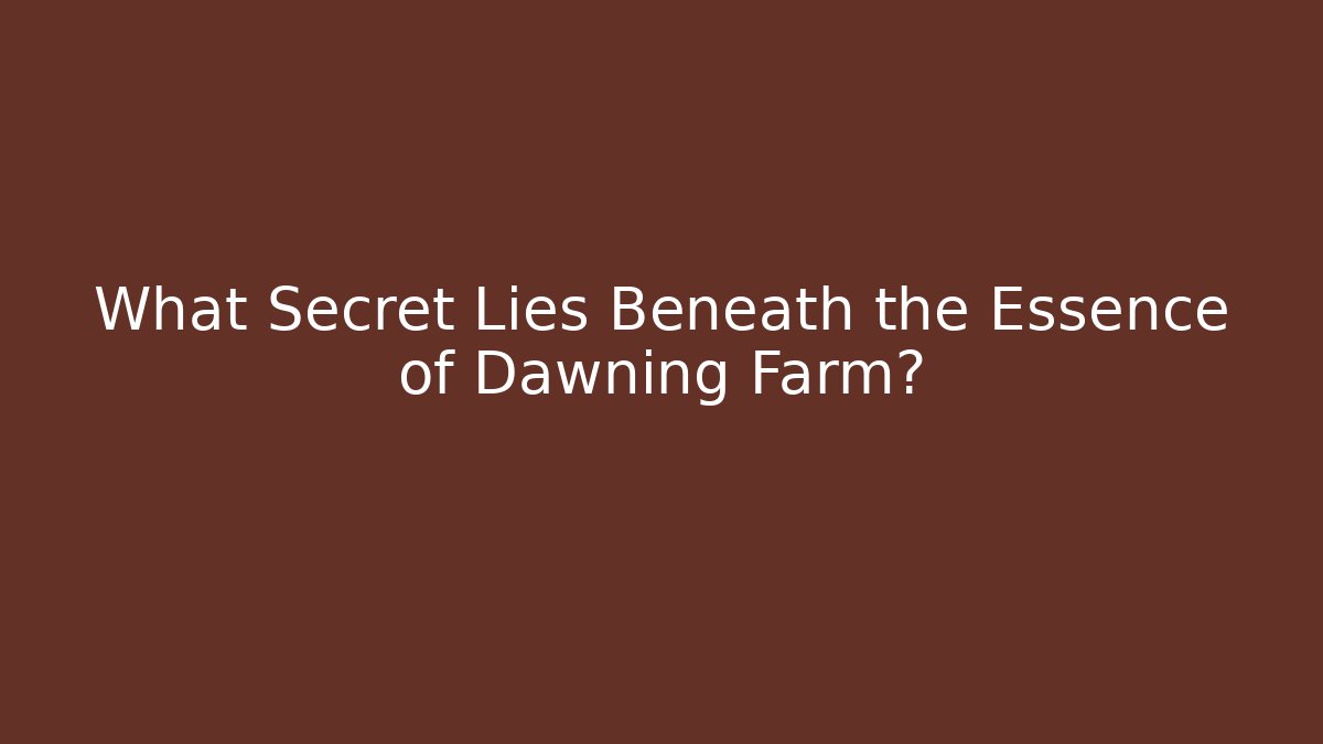 What Secret Lies Beneath the Essence of Dawning Farm?