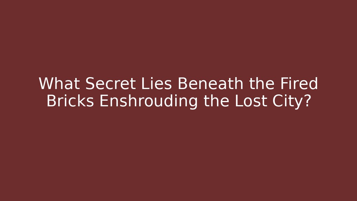 What Secret Lies Beneath the Fired Bricks Enshrouding the Lost City?