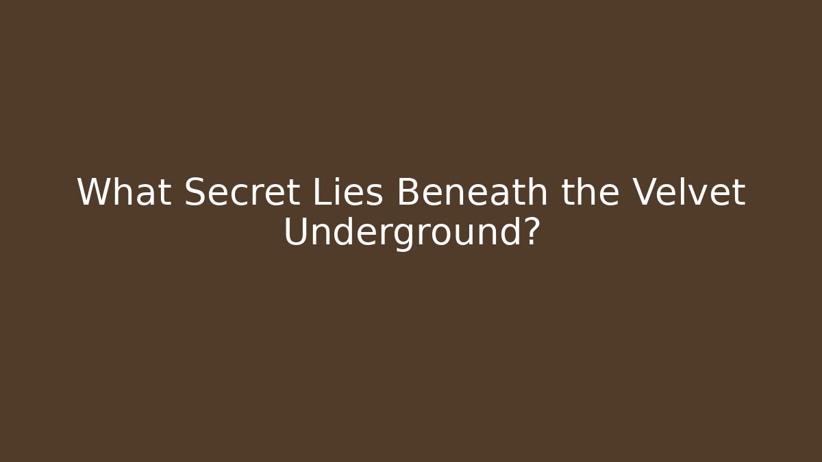 What Secret Lies Beneath the Velvet Underground?