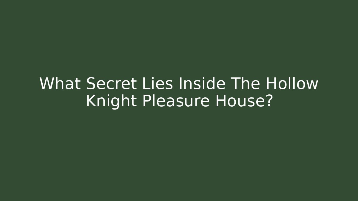 What Secret Lies Inside The Hollow Knight Pleasure House?