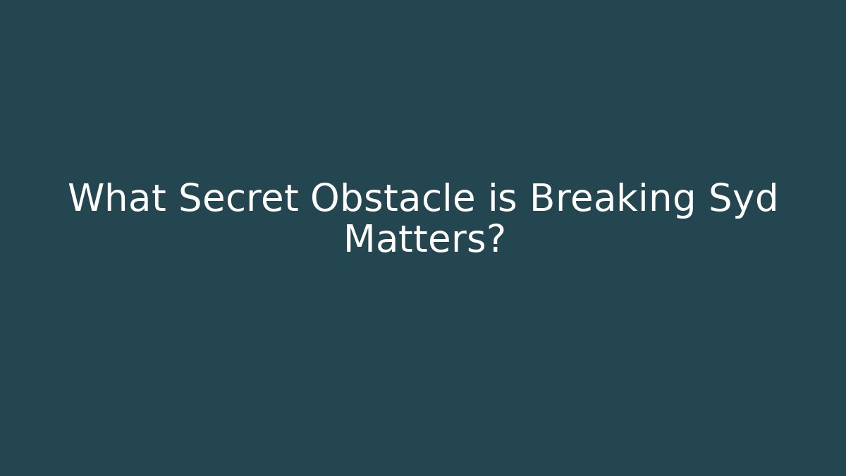 What Secret Obstacle is Breaking Syd Matters?