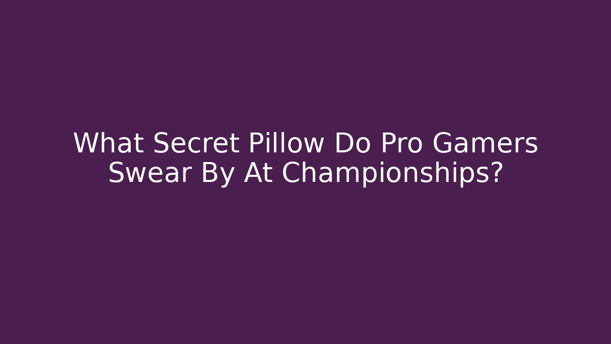 What Secret Pillow Do Pro Gamers Swear By At Championships?