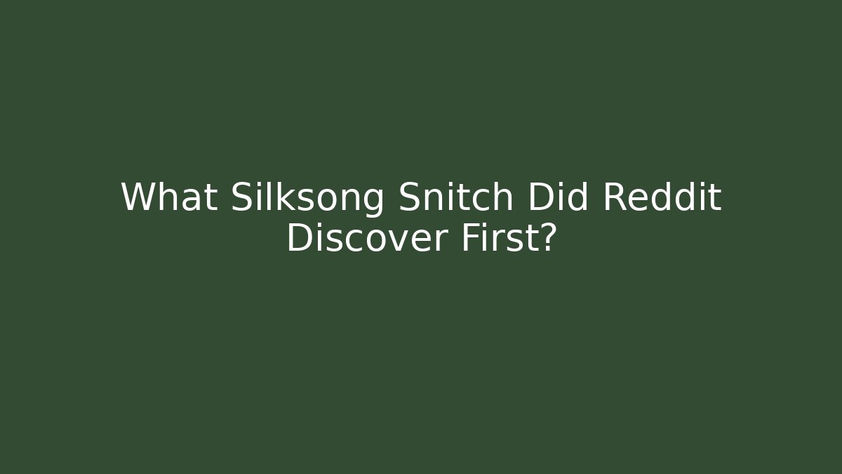 What Silksong Snitch Did Reddit Discover First?