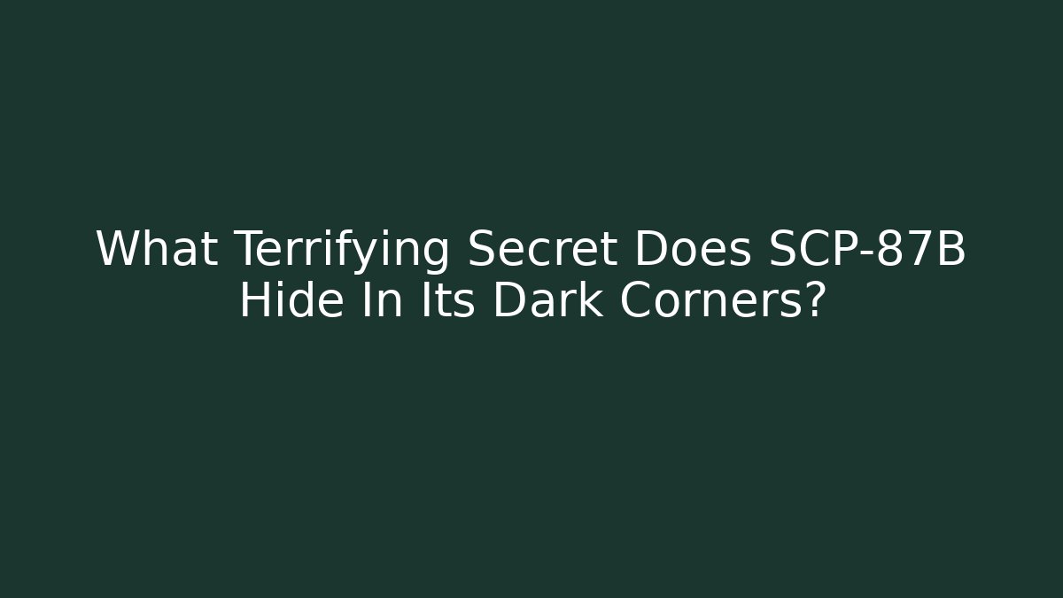 What Terrifying Secret Does SCP-87B Hide In Its Dark Corners? - Create More Assets