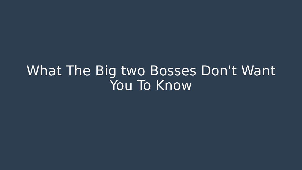 What The Big two Bosses Don't Want You To Know