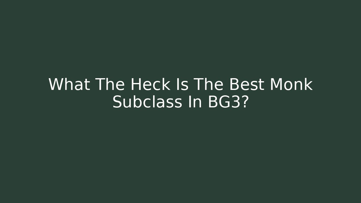 What The Heck Is The Best Monk Subclass In BG3?