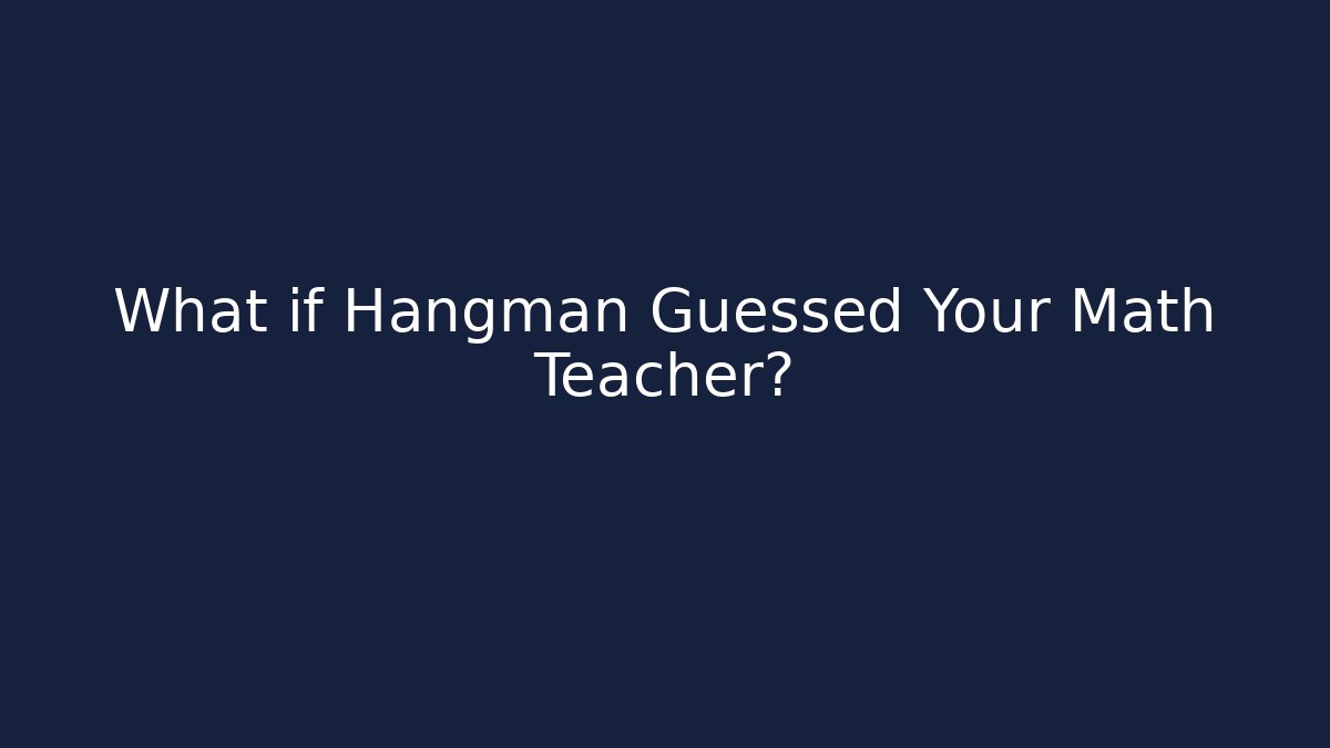 What if Hangman Guessed Your Math Teacher? - Create More Assets