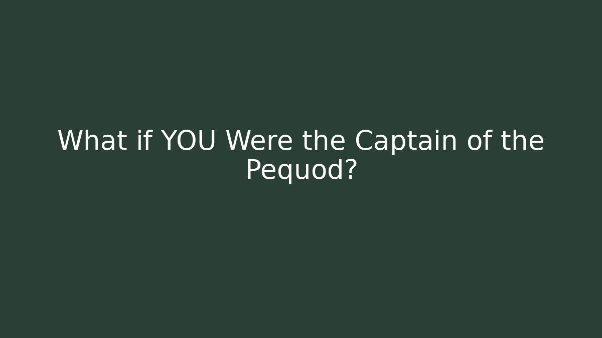What if YOU Were the Captain of the Pequod?