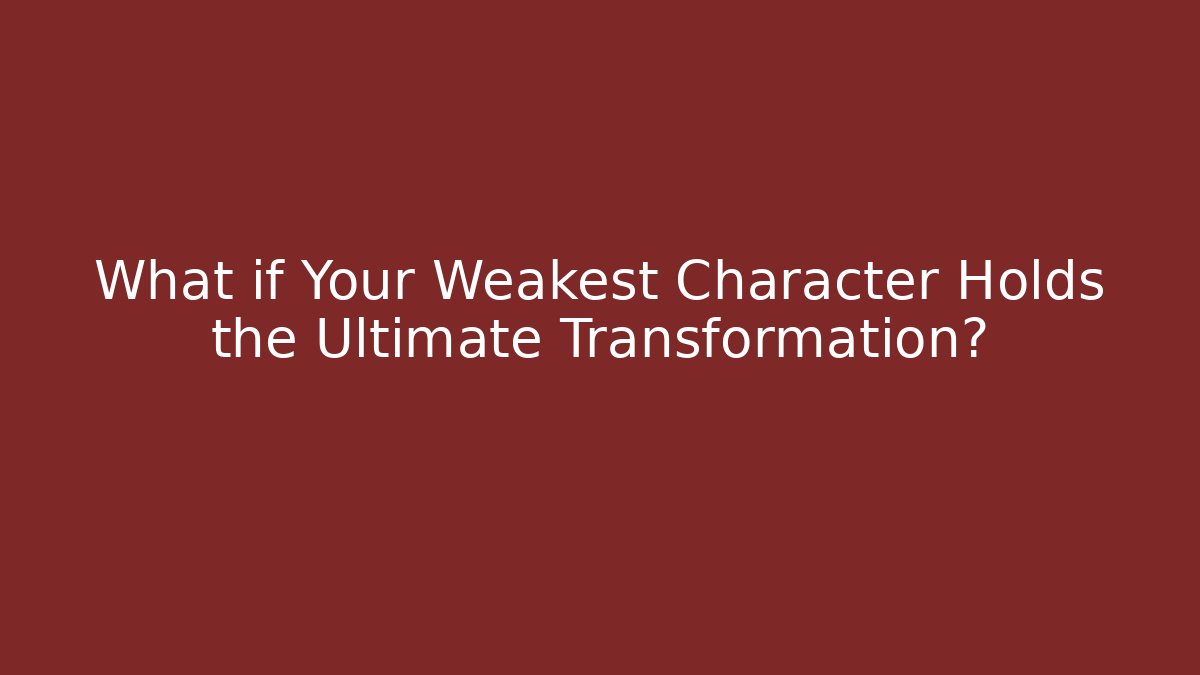 What if Your Weakest Character Holds the Ultimate Transformation?
