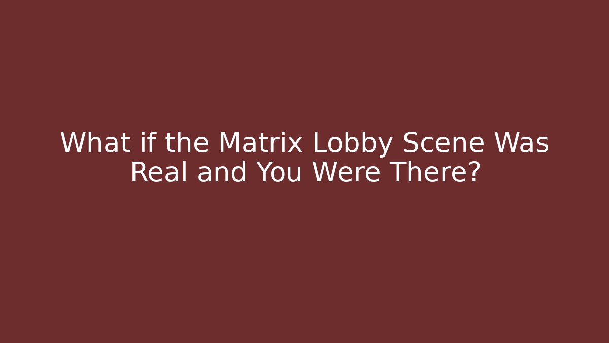 What if the Matrix Lobby Scene Was Real and You Were There?