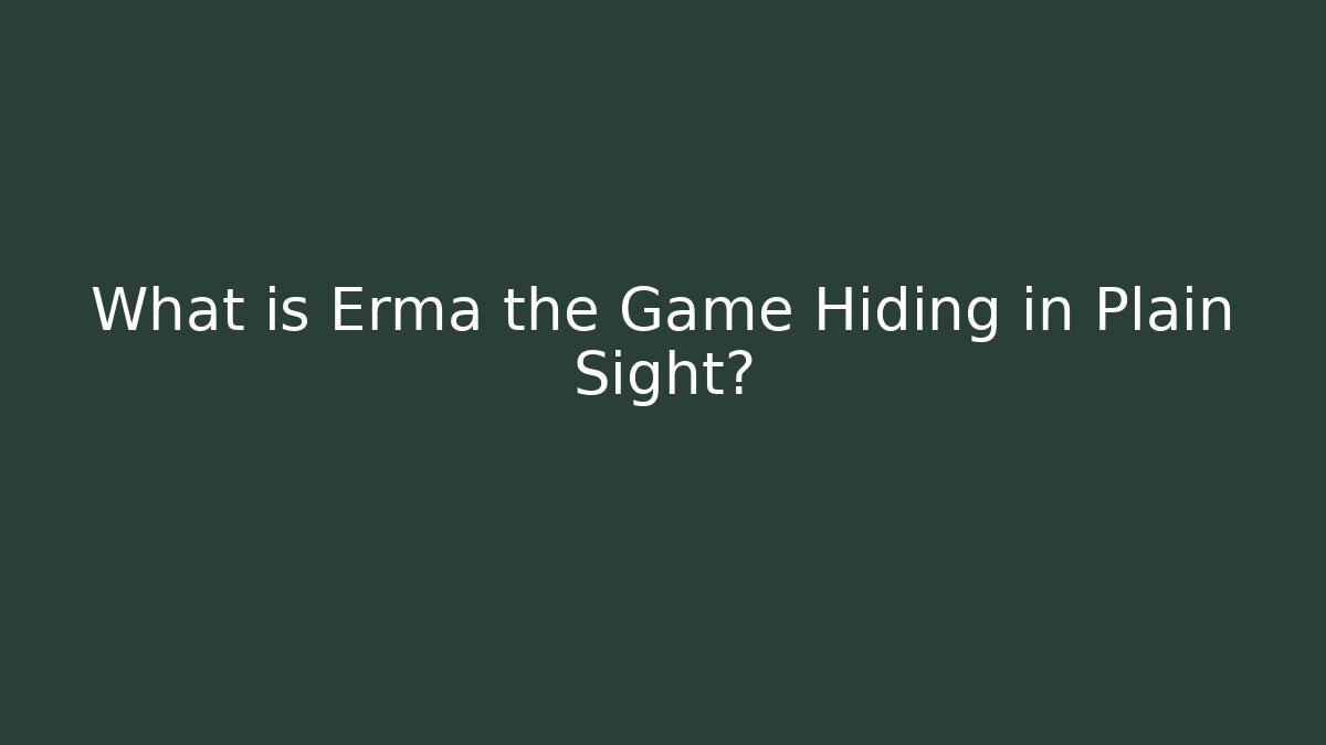 What is Erma the Game Hiding in Plain Sight?