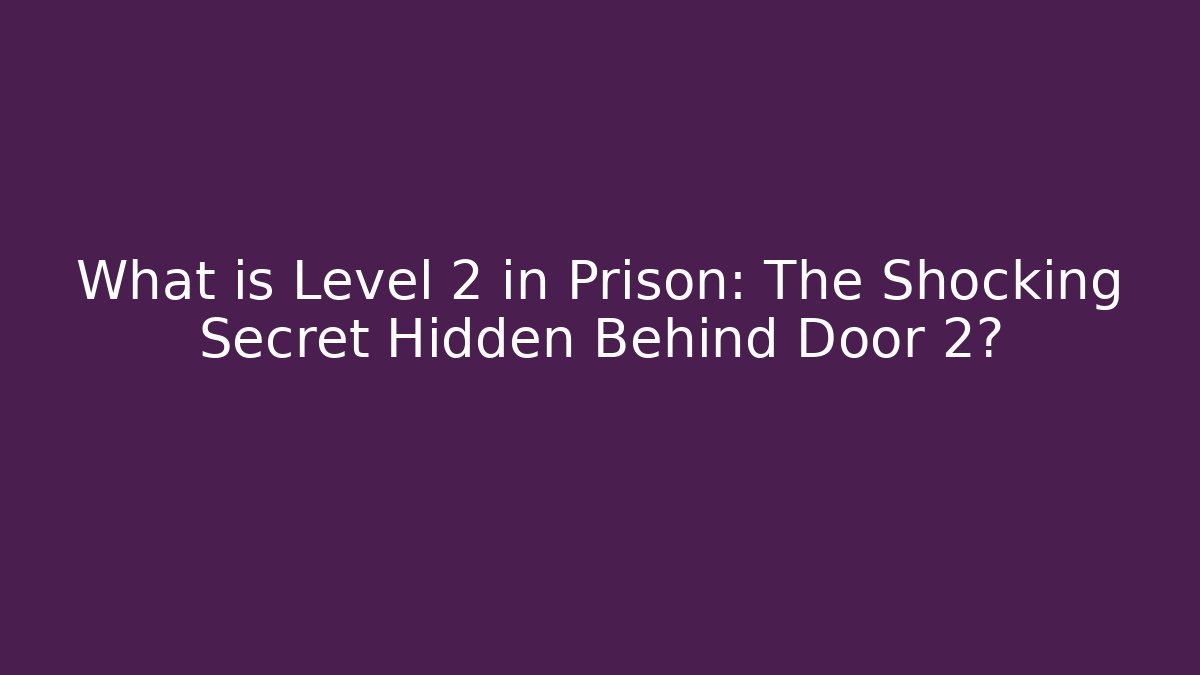 What is Level 2 in Prison: The Shocking Secret Hidden Behind Door 2?