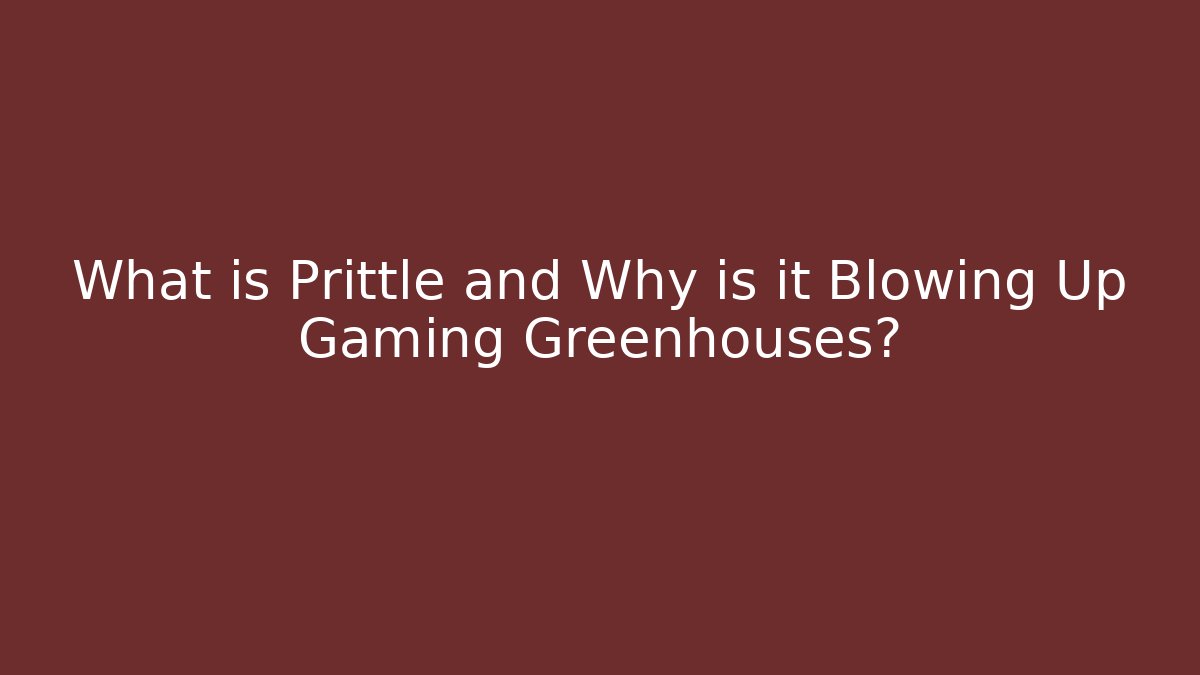What is Prittle and Why is it Blowing Up Gaming Greenhouses?