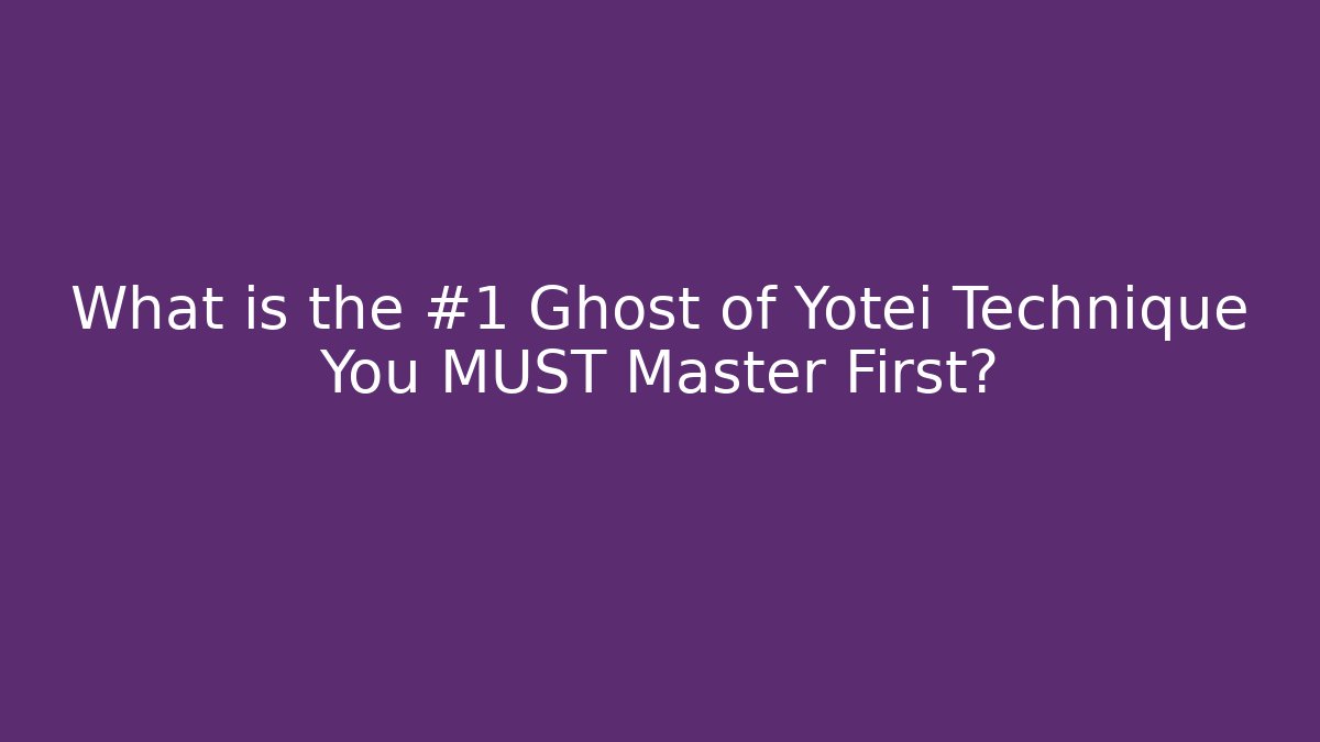 What is the #1 Ghost of Yotei Technique You MUST Master First?