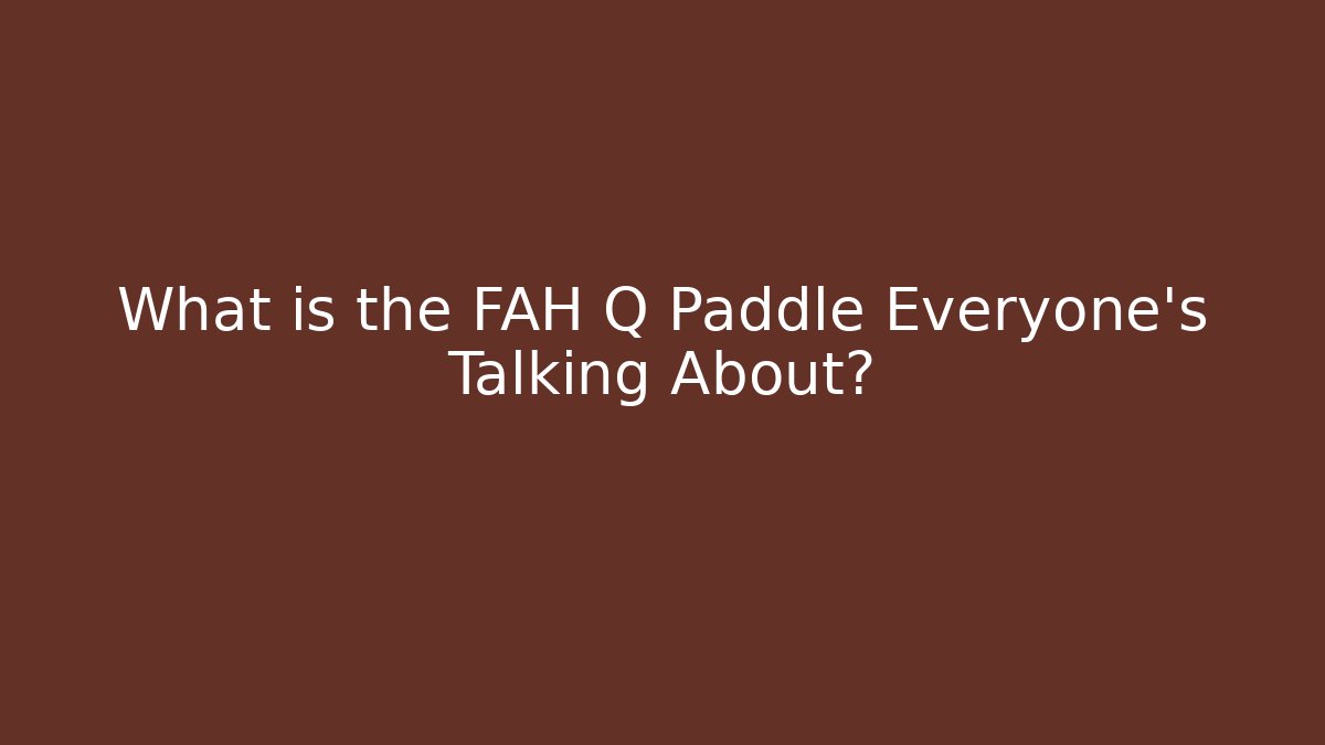 What is the FAH Q Paddle Everyone's Talking About?
