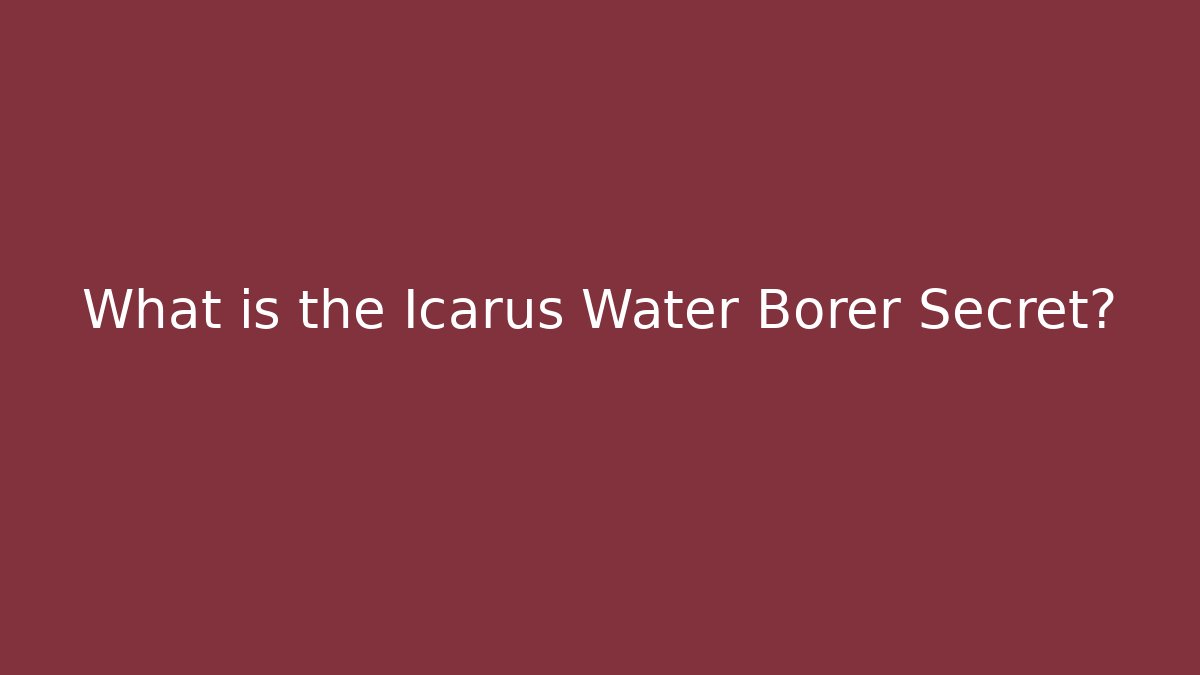 What is the Icarus Water Borer Secret?