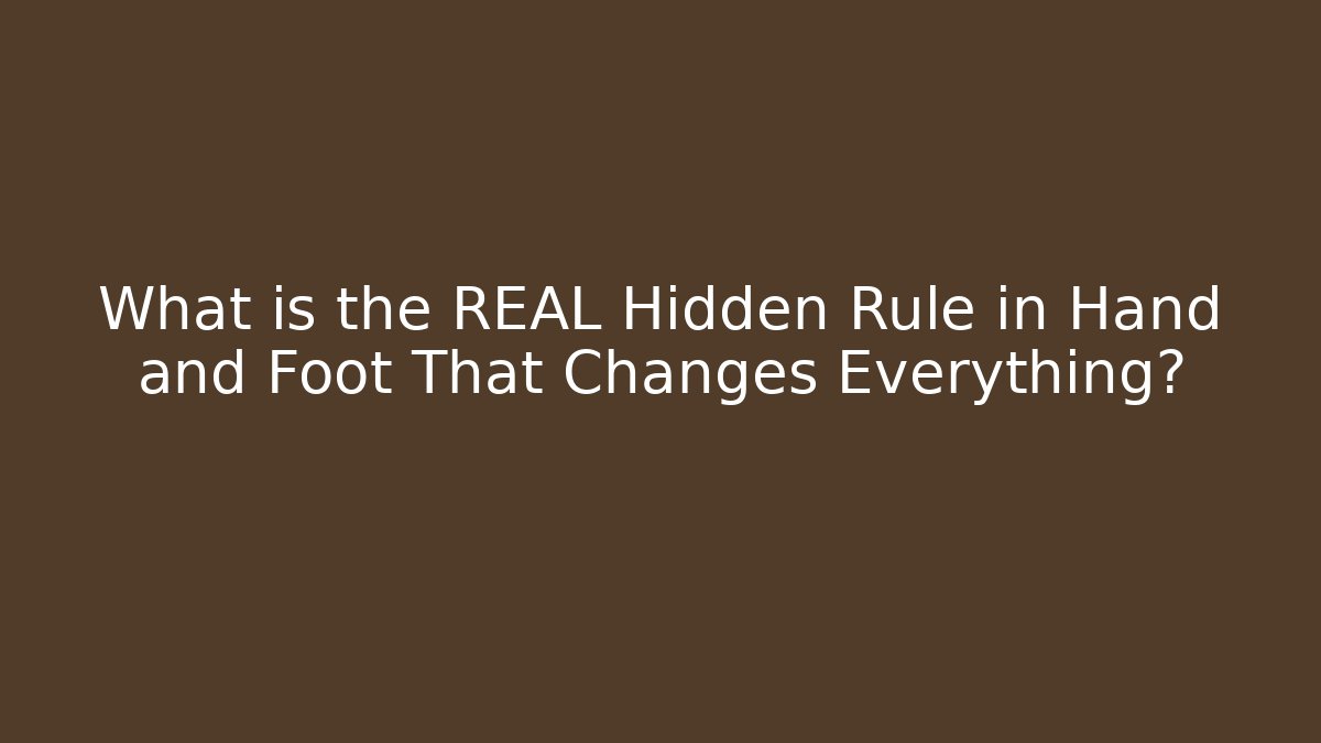 What is the REAL Hidden Rule in Hand and Foot That Changes Everything?