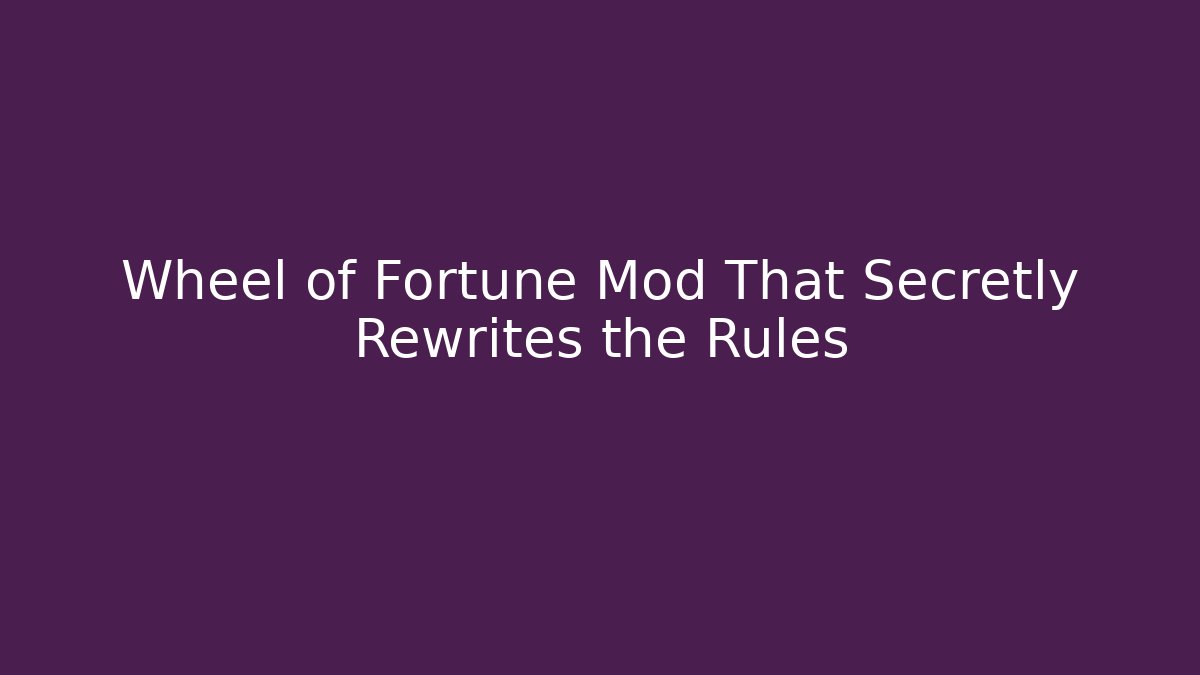 Wheel of Fortune Mod That Secretly Rewrites the Rules