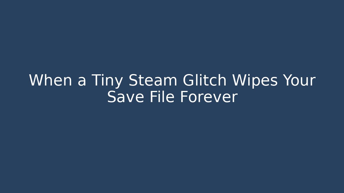 When a Tiny Steam Glitch Wipes Your Save File Forever - Create More Assets