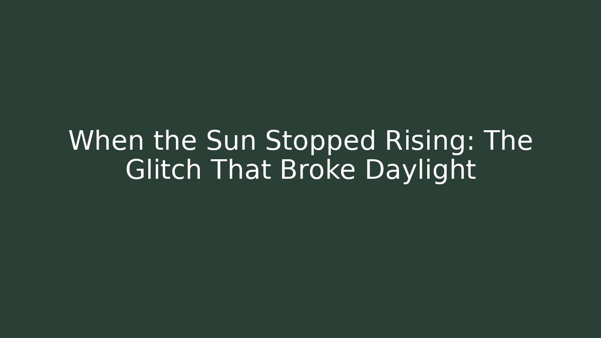 When the Sun Stopped Rising: The Glitch That Broke Daylight