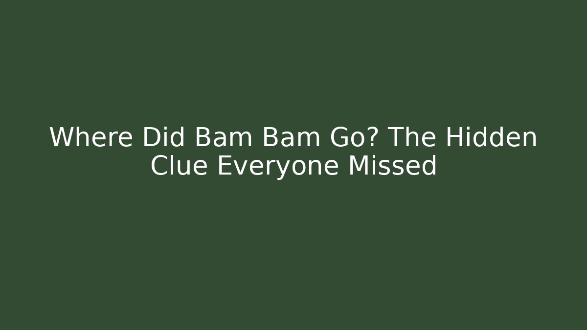 Where Did Bam Bam Go? The Hidden Clue Everyone Missed