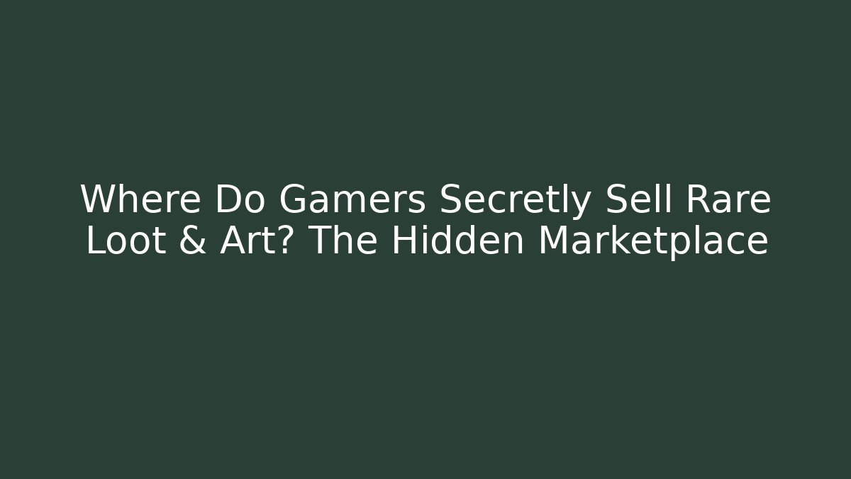 Where Do Gamers Secretly Sell Rare Loot & Art? The Hidden Marketplace