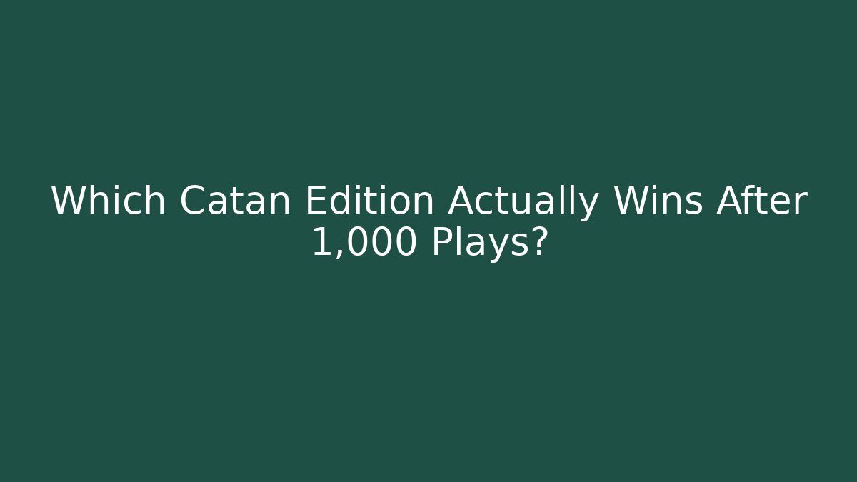 Which Catan Edition Actually Wins After 1,000 Plays?