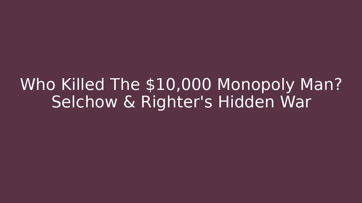 Who Killed The $10,000 Monopoly Man? Selchow & Righter's Hidden War