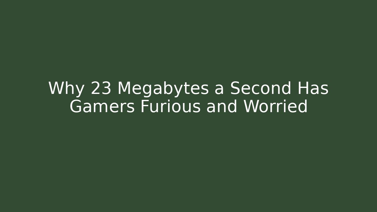 Why 23 Megabytes a Second Has Gamers Furious and Worried