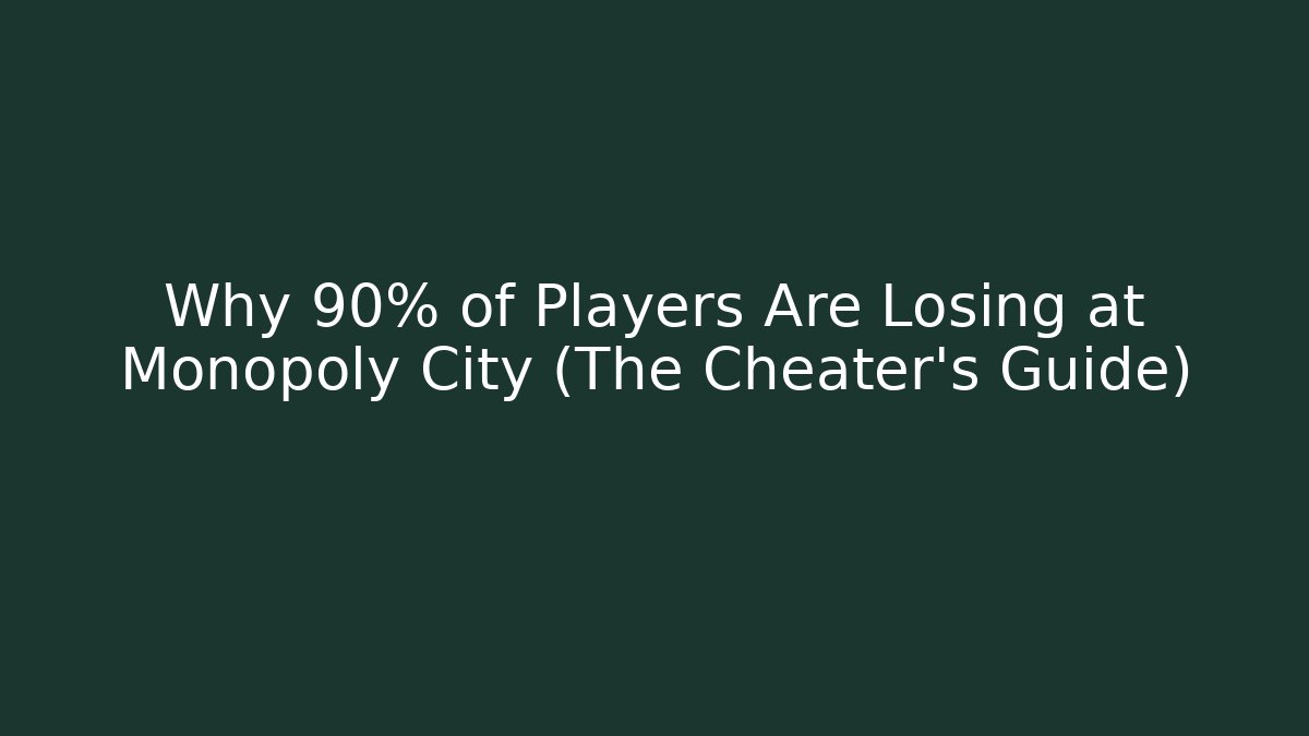 Why 90% of Players Are Losing at Monopoly City (The Cheater’s Guide)