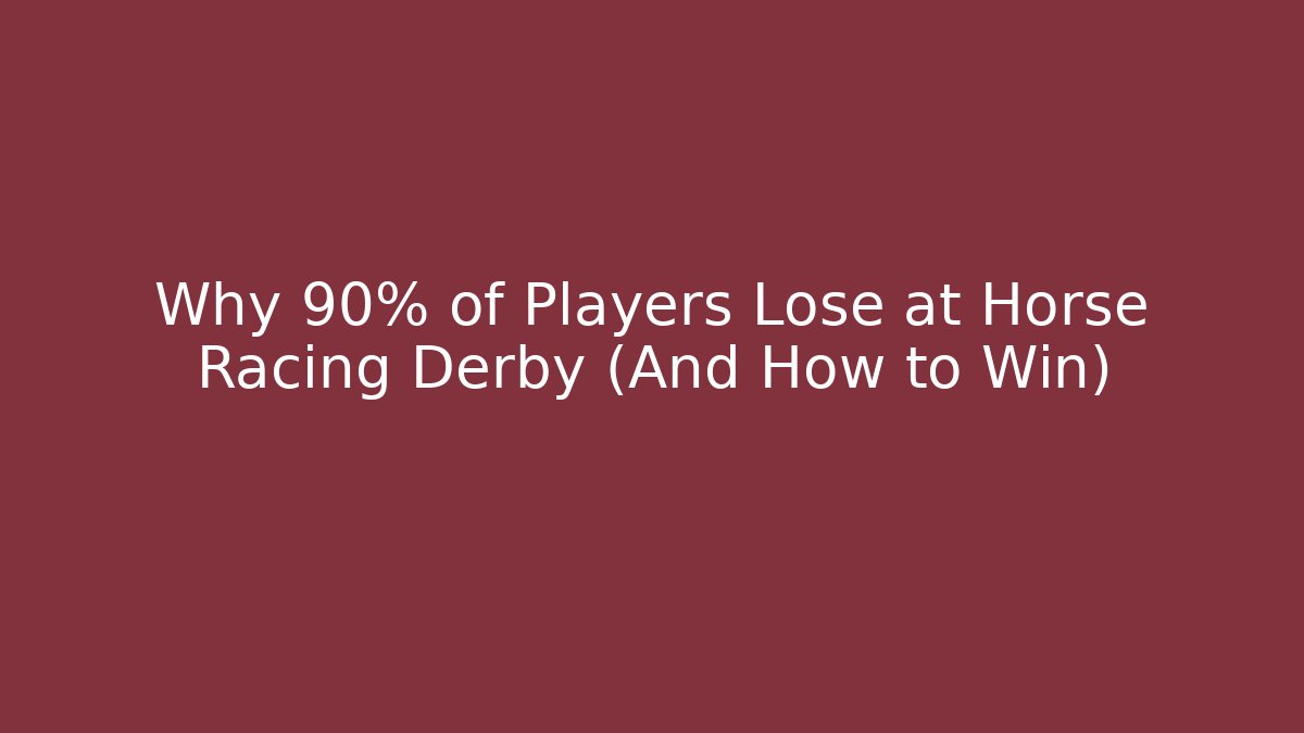 Why 90% of Players Lose at Horse Racing Derby (And How to Win)