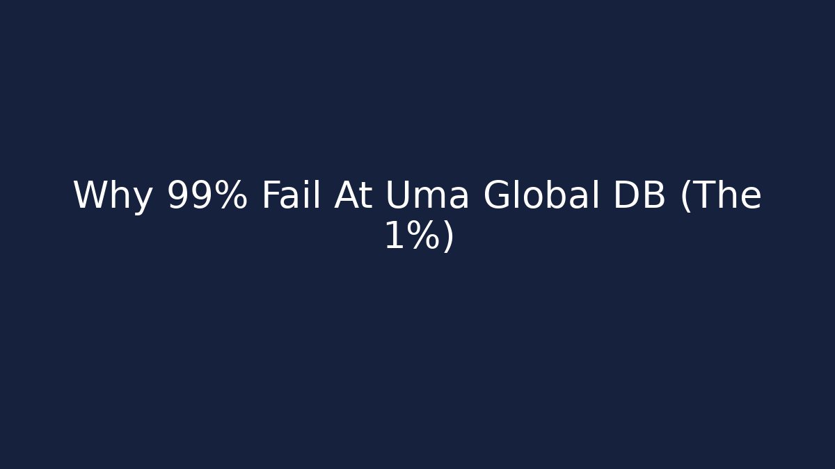 Why 99% Fail At Uma Global DB (The 1%) - Create More Assets