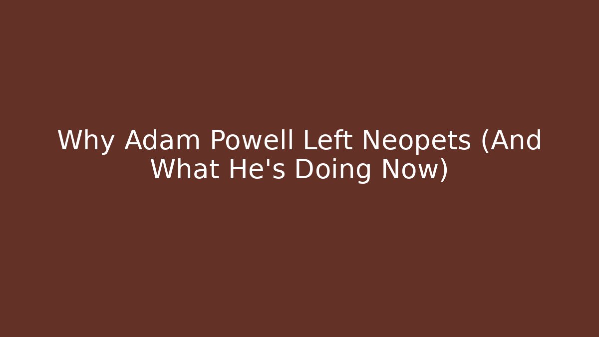 Why Adam Powell Left Neopets (And What He's Doing Now)