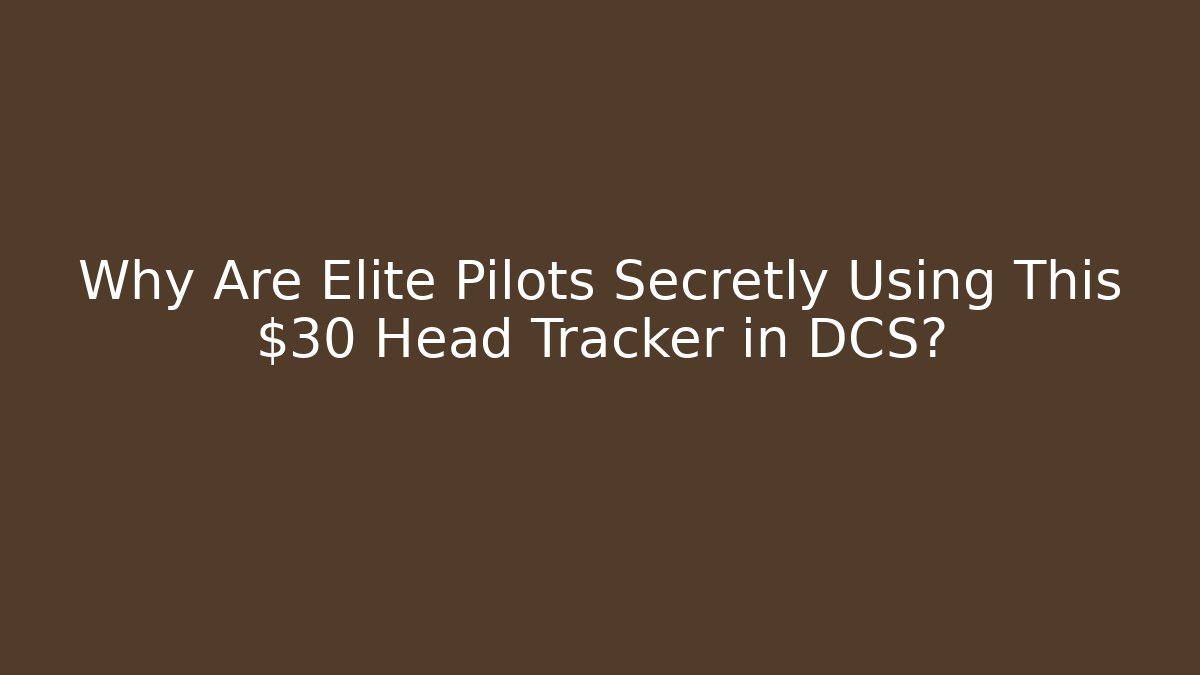Why Are Elite Pilots Secretly Using This $30 Head Tracker in DCS? - Create More Assets