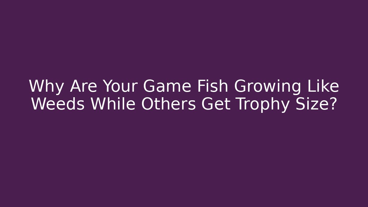 Why Are Your Game Fish Growing Like Weeds While Others Get Trophy Size?