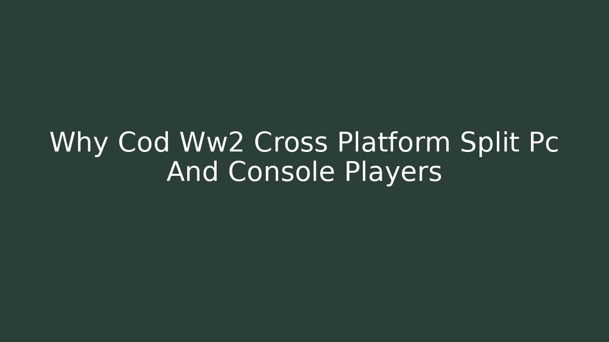 Why Cod Ww2 Cross Platform Split Pc And Console Players