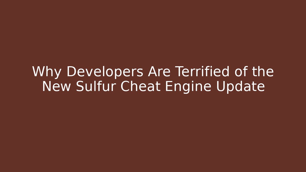 Why Developers Are Terrified of the New Sulfur Cheat Engine Update