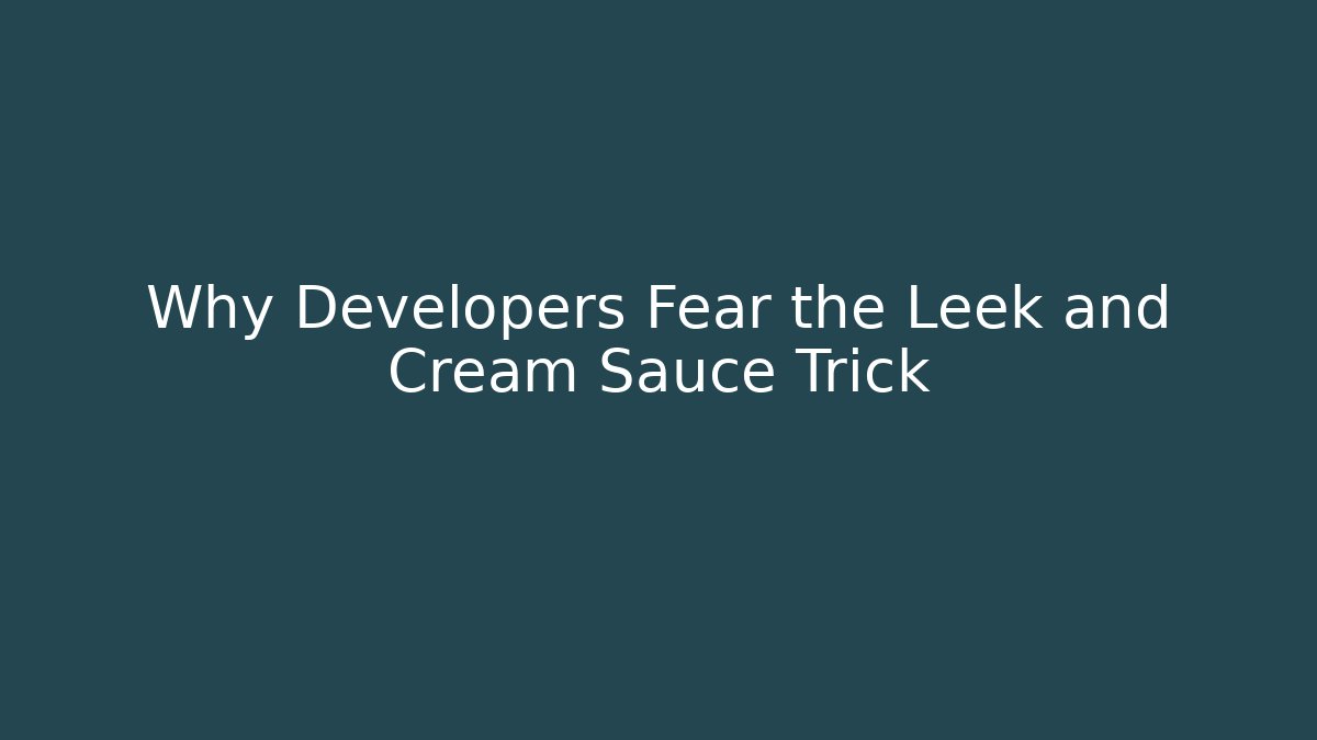 Why Developers Fear the Leek and Cream Sauce Trick