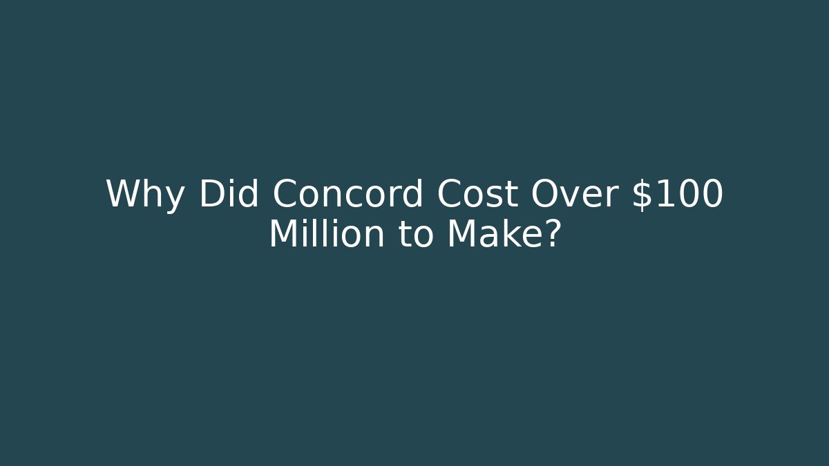 Why Did Concord Cost Over $100 Million to Make? - Create More Assets