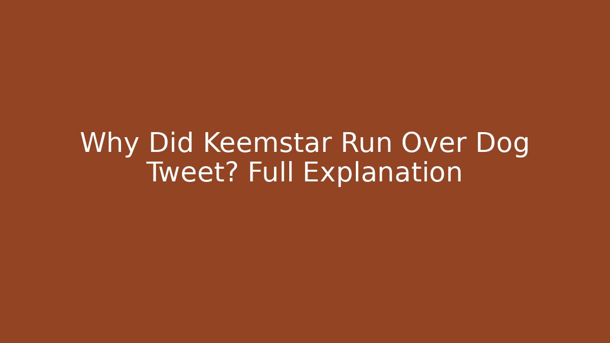 Why Did Keemstar Run Over Dog Tweet? Full Explanation