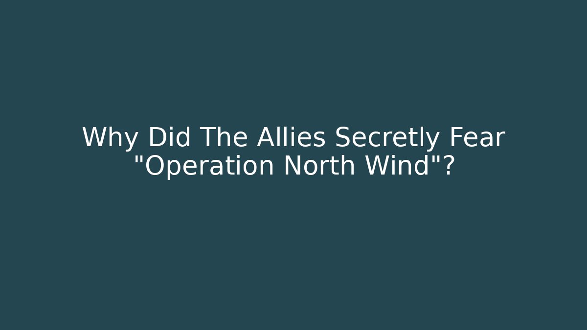 Why Did The Allies Secretly Fear "Operation North Wind"?