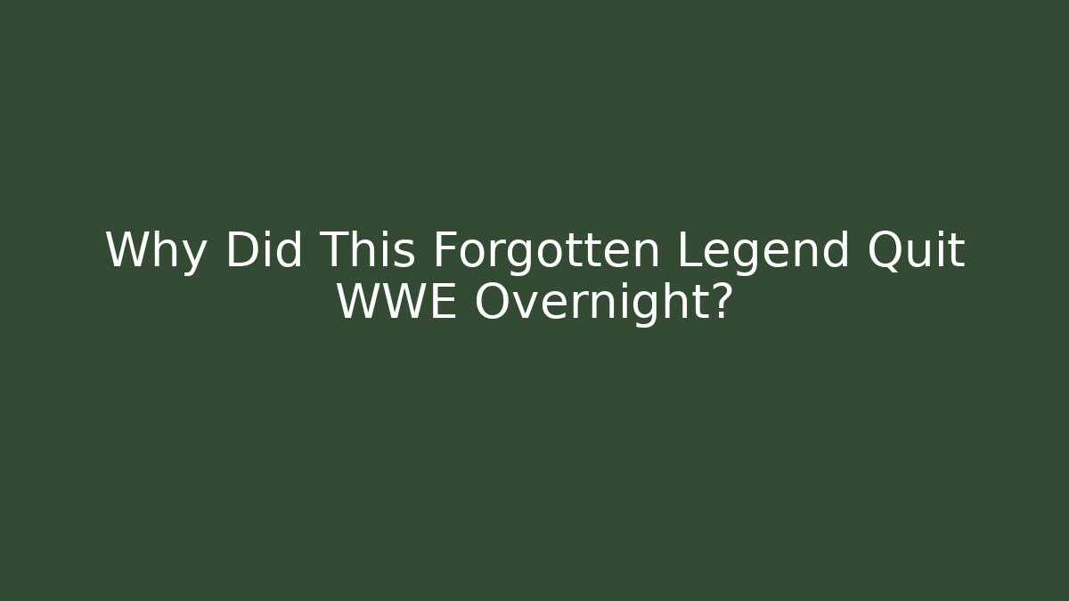 Why Did This Forgotten Legend Quit WWE Overnight? - Create More Assets