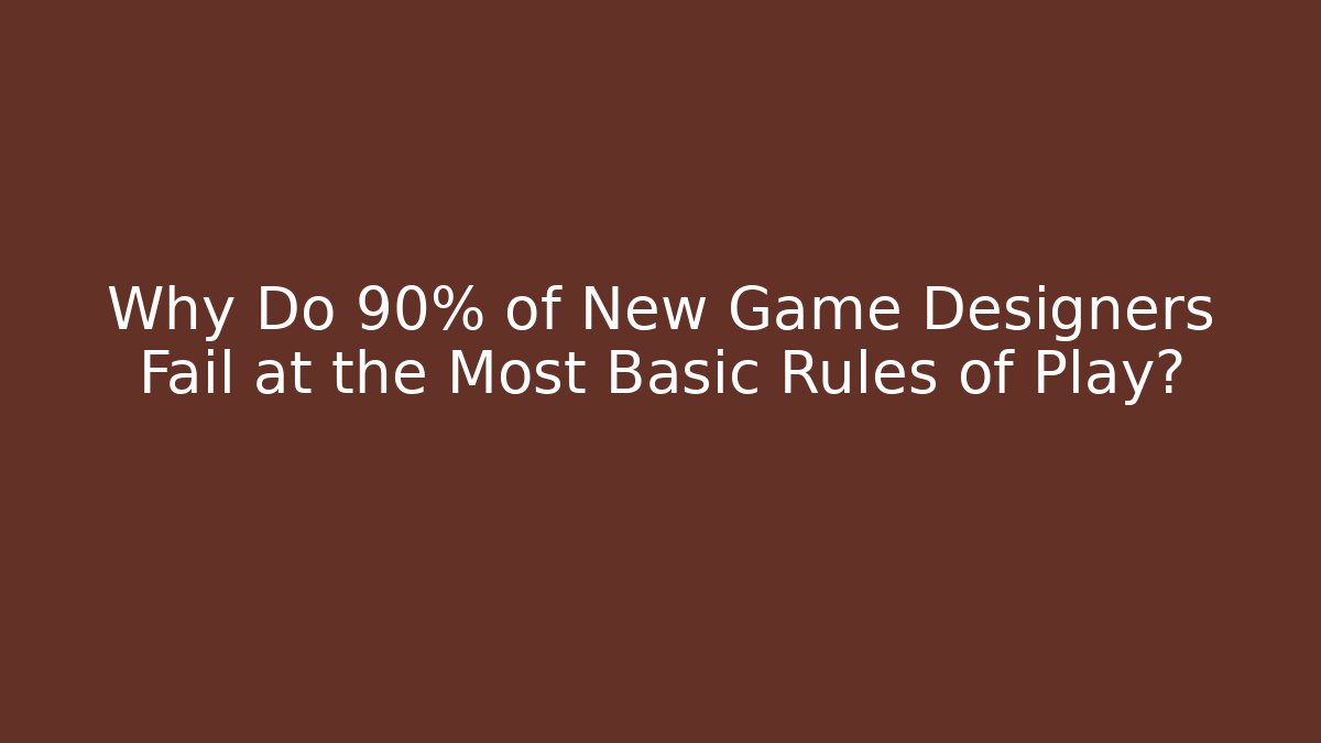 Why Do 90% of New Game Designers Fail at the Most Basic Rules of Play?
