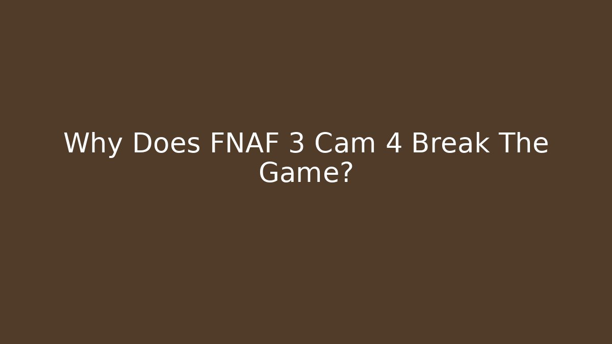 Why Does FNAF 3 Cam 4 Break The Game?
