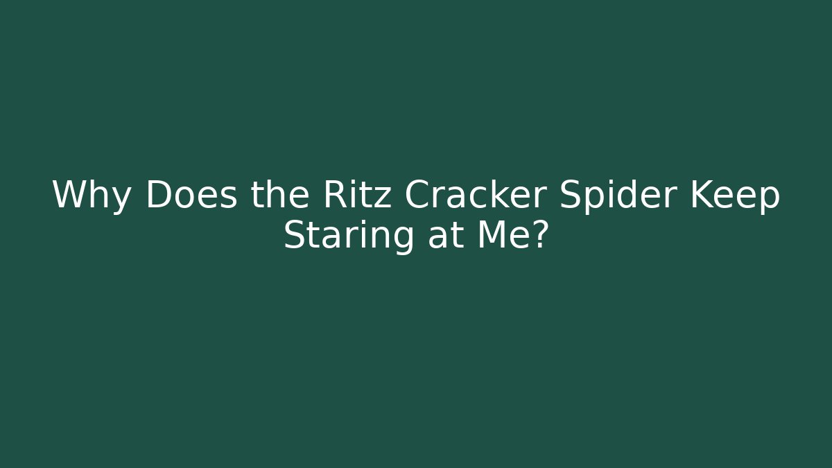 Why Does the Ritz Cracker Spider Keep Staring at Me?
